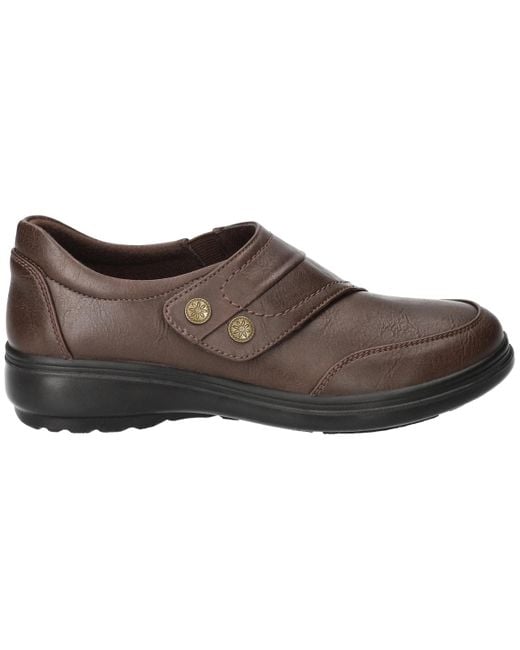 Easy Street Brown Joy Comfort Hook And Loop Flats