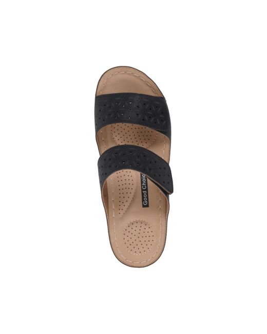Gc Shoes Black Verna Adjustable Double Strap Footbed Sandals