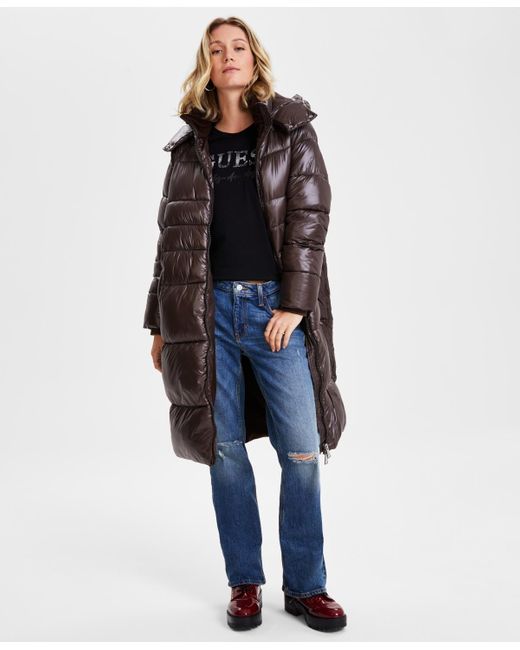Blue guess puffer coat sale