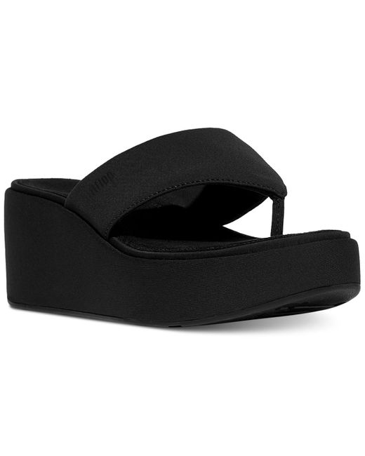 Fitflop Black Flatforms Wedge Toe-post Sandals