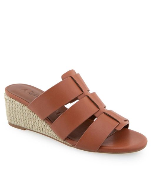 Aerosoles Brown Wilma Slip-on Wedge Sandals