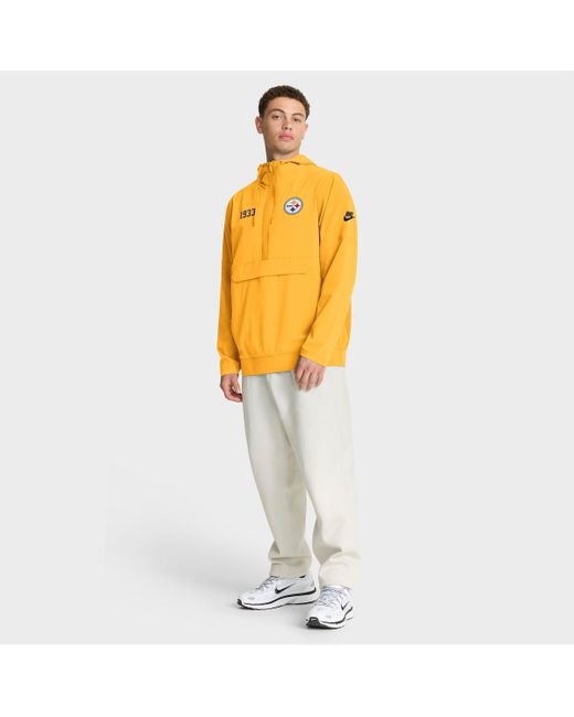 Nike Orange Pittsburgh Steelers 1933 Sideline Alt Pack Anorak Half-zip Hoodie Jacket for men