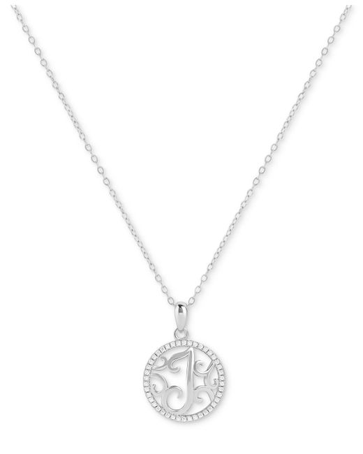 Giani Bernini White Cubic Zirconia Filigree Initial I Monogram 18" Pendant Necklace
