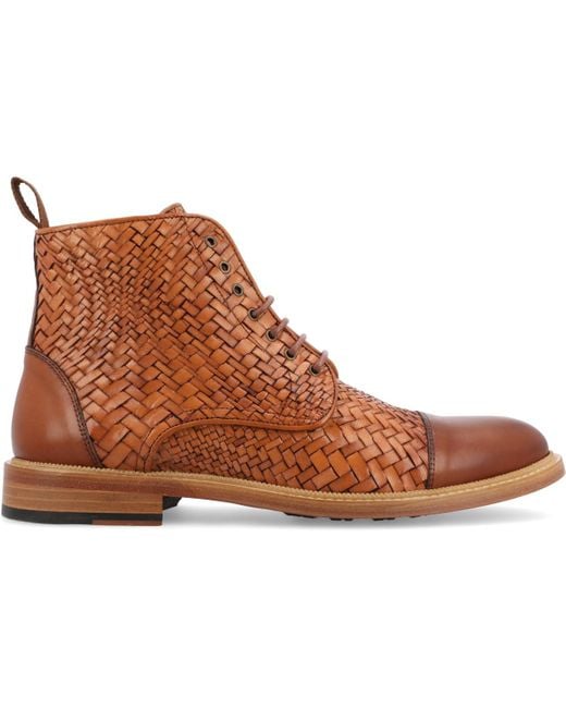 Taft Brown Rome Woven Handcrafted Full-grain Leather Dress Lace-up Boot for men