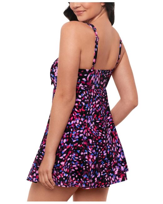 Swim Solutions Purple Abstract Printed One-piece Swimsuit
