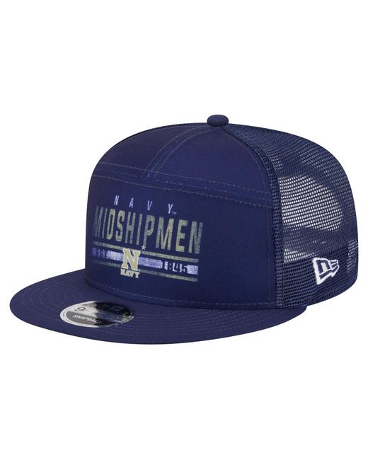 KTZ Blue Midshipmen Split Panel 9fifty Snapback Trucker Hat for men