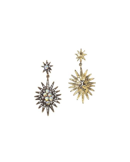 SOH Metallic Crystal Rays Drop Earrings