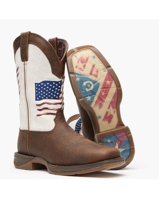 Durango Brown Rebel By Distressed Flag Embroidery Western Boot for men