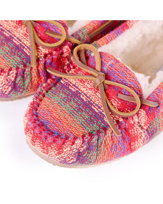 Minnetonka Pink Cally Patterned Slippers