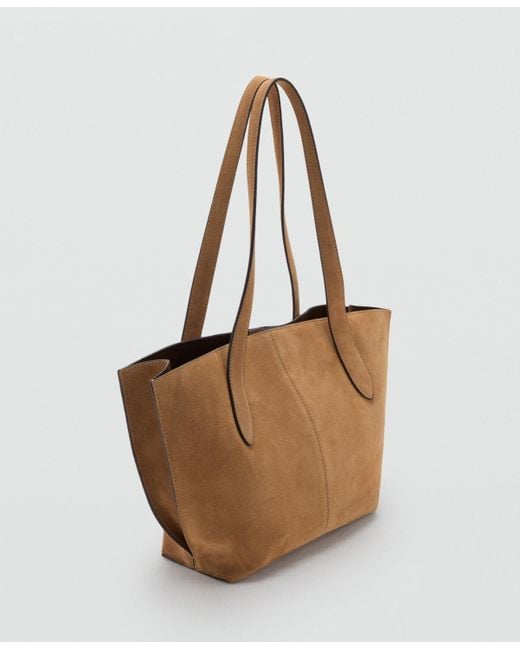 Mango Brown Suede Mini Shopper Bag