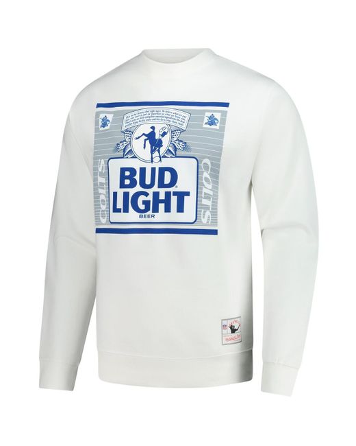 Mitchell & Ness White X Bud Light Indianapolis Colts The Crest Pullover Sweatshirt for men