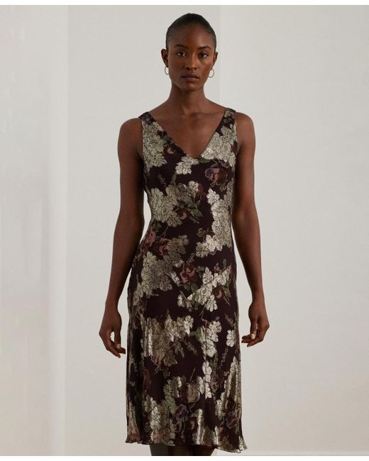 Lauren ralph lauren metallic jacquard gown hotsell