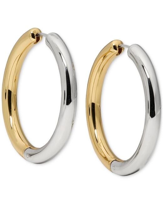 Kate Spade Metallic Gold-tone Interlock Tortoise Medium Hoop Earrings