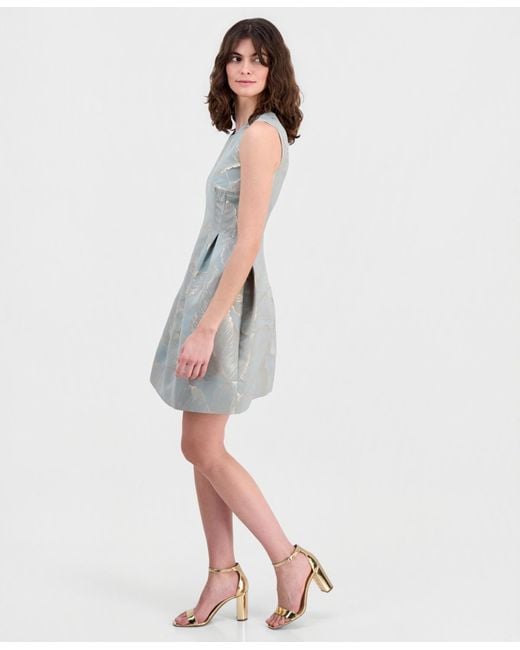 anne klein fit and flare dress Anne Klein Women's Belted Sleeveless Fit & Flare Dress - White DOVE