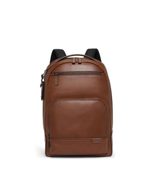 Tumi Brown Harrison Warren Leather Backpack for men