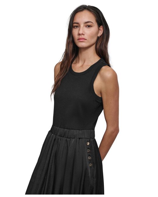 DKNY Black Mixed-media Sleeveless Maxi Dress