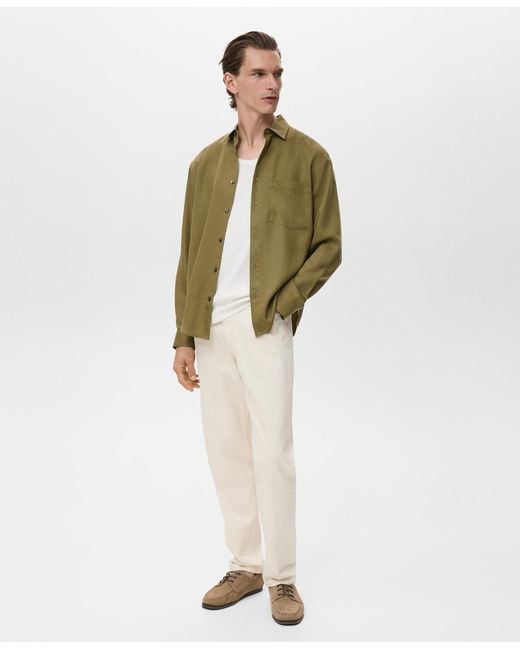 Mango Green Lyocell Pocket Shirt for men