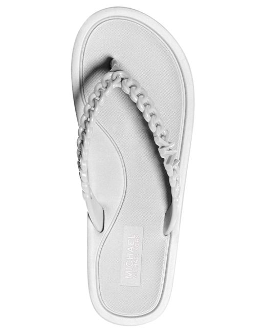 Michael Kors White Michael Zaza Embellished Platform Flip Flop Sandals