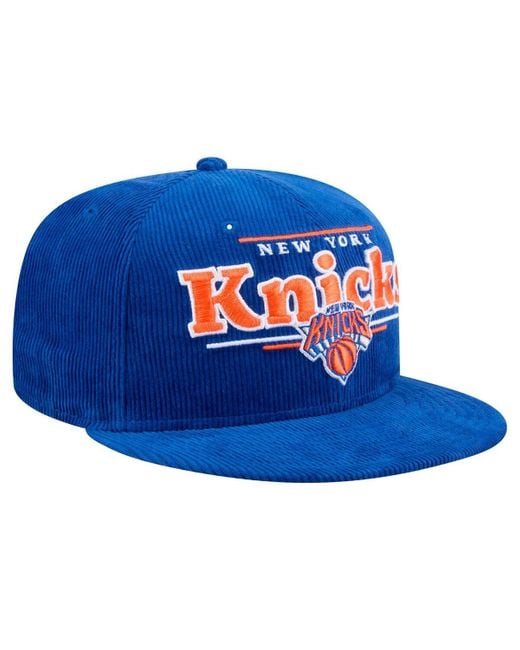 KTZ Blue New York Knicks Throwback Display Corduroy 9fifty Snapback Hat for men