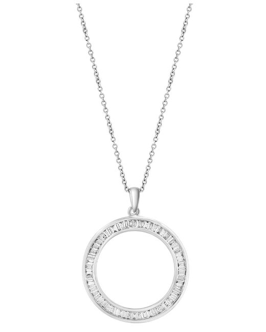 Effy Metallic Effy Diamond Baguette Open Circle 18" Pendant Necklace (1-1/20 Ct. T.w.