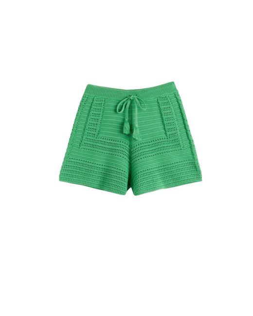 Chinti & Parker Green Cotton Crochet Short