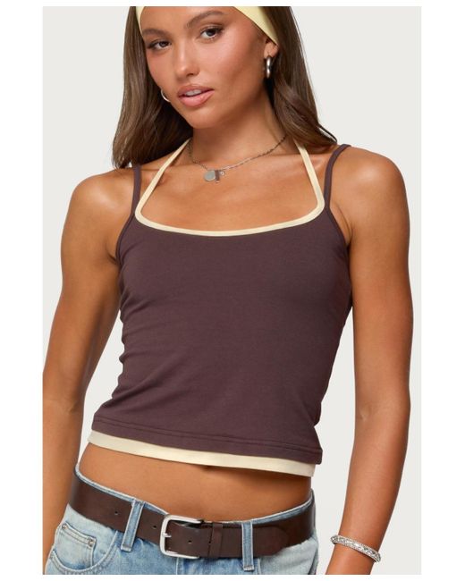 Edikted Purple Roya Layered Halter Tank Top