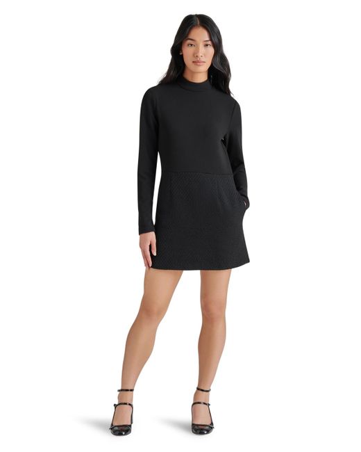 Steve Madden Black Ty Mixed-media Long-sleeve Dress