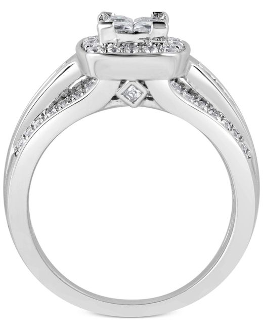 Macy's Diamond Quad Cluster Engagement Ring (1 Ct. T.w.) In 14k White