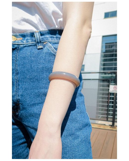 seree White Moon — Jade Stone Bangle