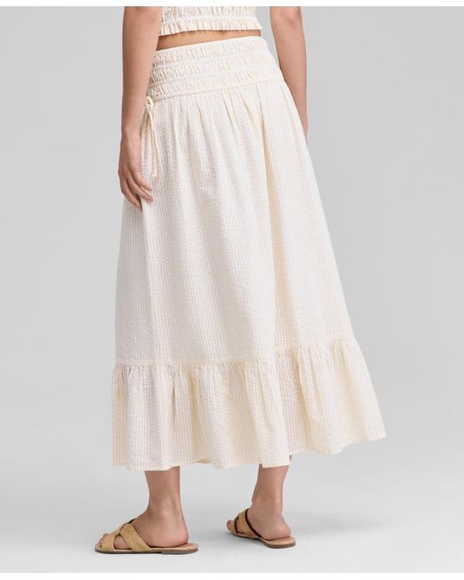 And Now This White Smocked Seersucker Maxi Skirt