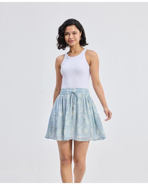 REISTOR Blue Drawstring Short Skirt