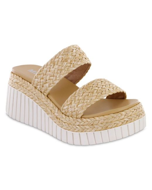 MIA White Zayla Raffia Wedge Slide Sandals