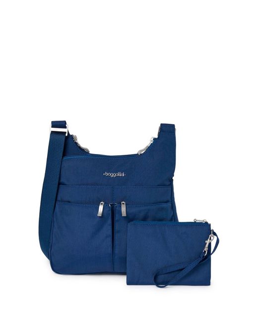 Baggallini Cross Over Crossbody With Rfid in Blue Lyst