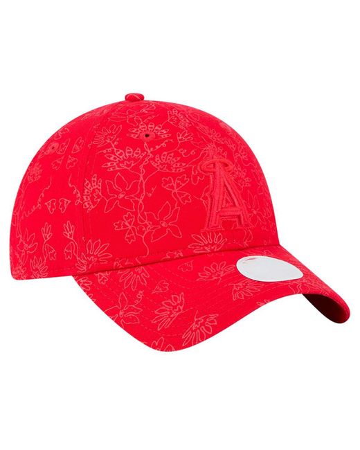 KTZ Red Los Angeles Angels Tonal Floral 9twenty Adjustable Hat