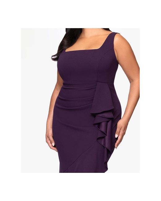 Betsy & Adam Purple Plus Size Ruffle Detail Maxi Dress