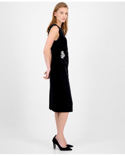 Anne Klein Black Petite Sleeveless Midi Dress