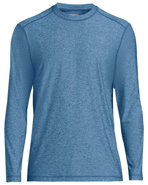 Lands' End Blue Tall Long Sleeve Upf 50 Swim Tee Rash Guard for men