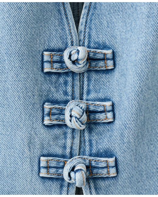 Mango Blue toggles Denim Top