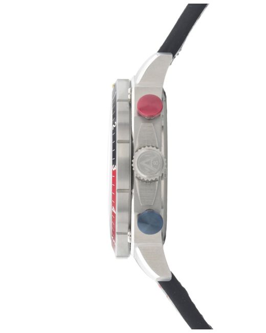 AVI-8 Red Hawker Hunter Atlas Dual-time Chronograph Black Leather Strap Watch for men