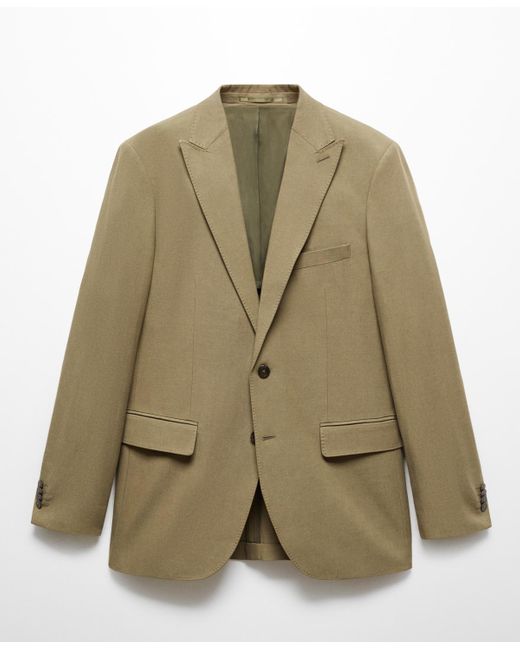 Mango Green Slim Fit Linen And Cotton Suit Jacket for men