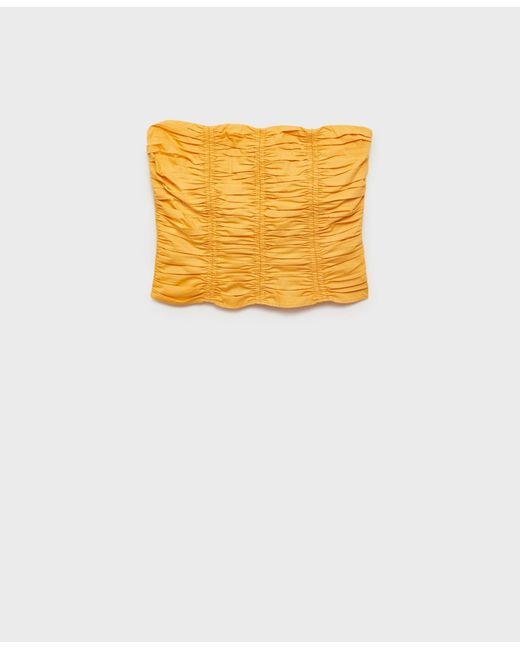 Mango Multicolor Ruched Strapless Top