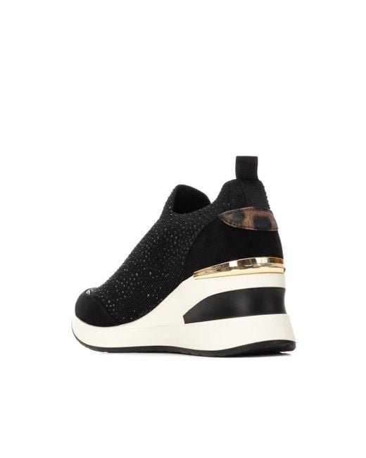 Xti Black Wedge Slip-on Sneakers By