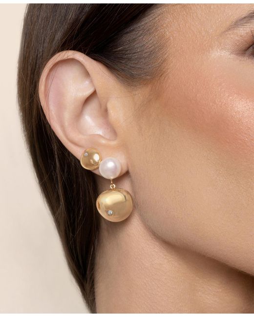 Ettika Metallic Pebble And Freshwater Pearl Dangle Earrings