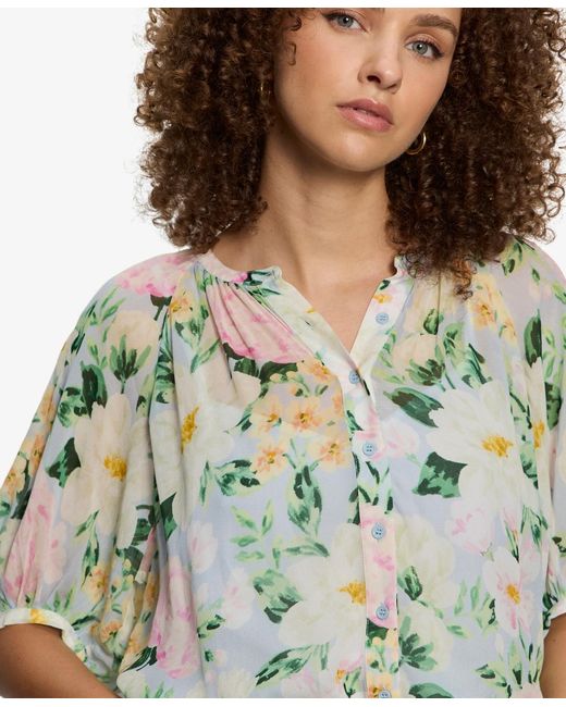 Sanctuary Blue Button-front Detachable Cami Blouse
