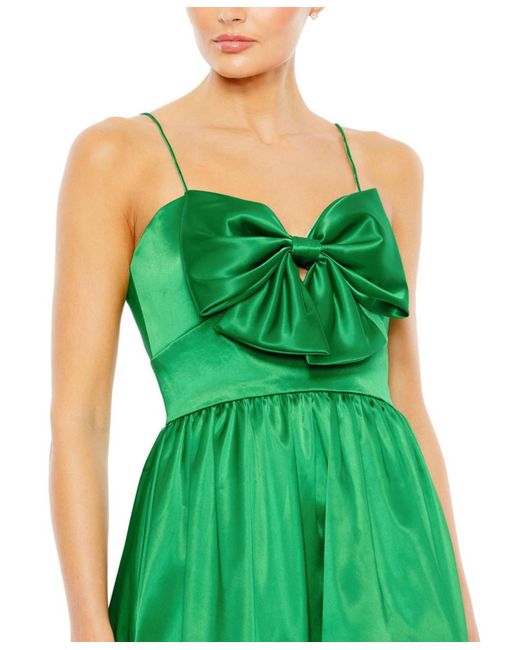 Mac Duggal Green Bow Front Bubble Hem Mini Dress