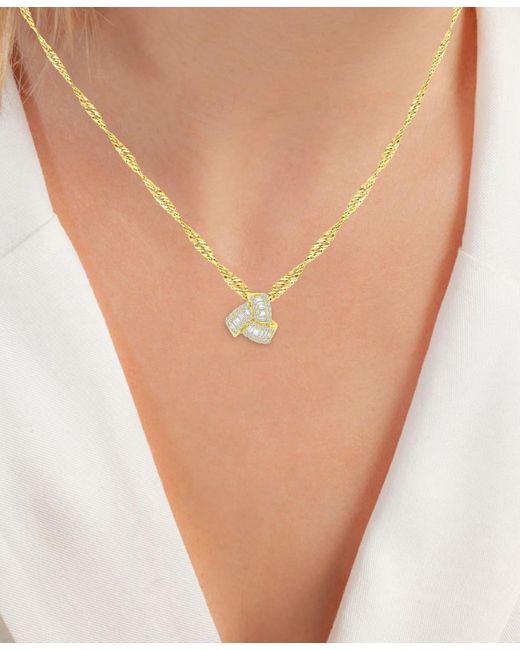 Macy's Metallic 2-pc. Set Cubic Zirconia Round & Baguette Love Knot Pendant Necklace & Coordinating Stud Earrings