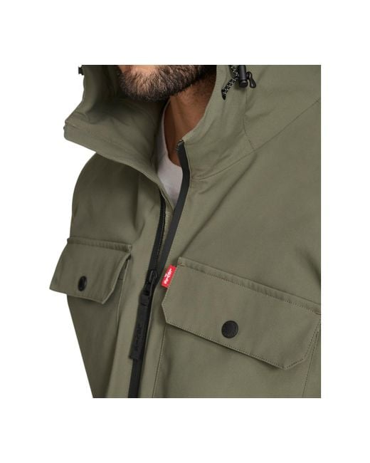 Levi's Green Hooded Rain Jacket for men