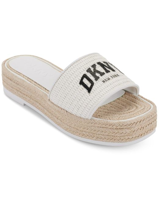 DKNY White 's Fiona Arch Logo Espadrille Platform Sandals