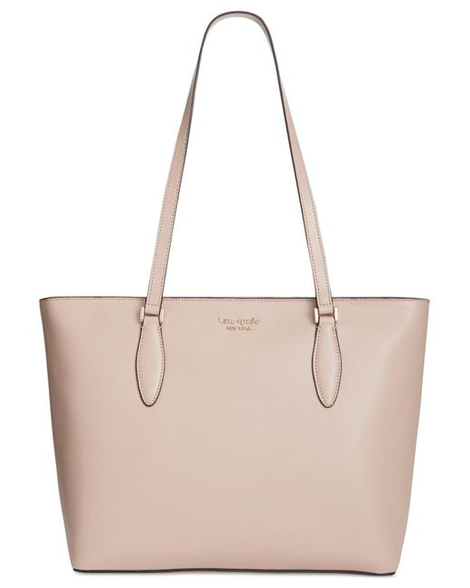 Kate Spade Natural On Purpose Saffiano Leather Zip Top Tote
