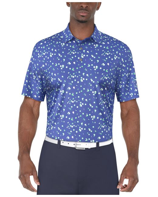 PGA TOUR Blue Umbrella Graphic Polo Shirt for men
